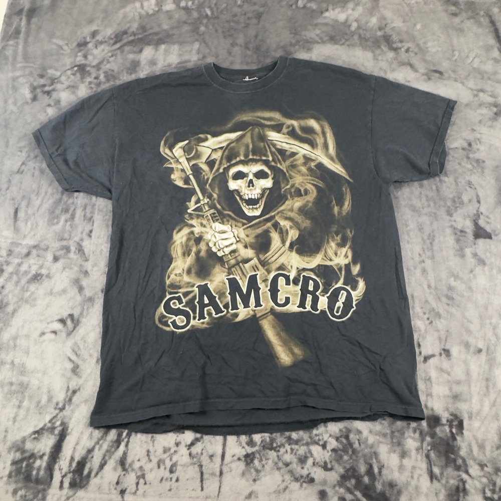 Sons of Anarchy T-Shirt Mens 2XL Black SAMCRO Reaper Graphic Short Sleeve